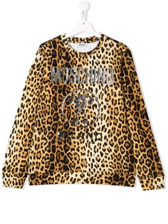 Moschino Kids толстовка с принтом леопарда