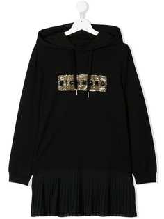 John Richmond Junior платье-худи с плиссированной юбкой