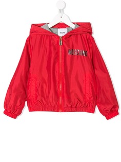 Moschino Kids толстовка на молнии с капюшоном и логотипом