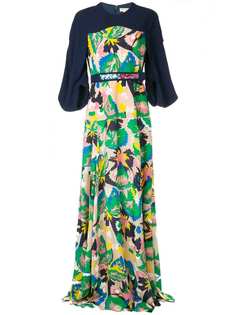 Delpozo платье с цветочным принтом и контрастным дизайном