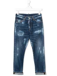 Dsquared2 Kids выбеленные джинсы TEEN с потертостями