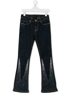 John Richmond Junior TEEN rhinestone embellished flared jeans