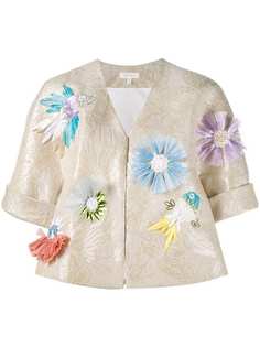 Delpozo жаккардовый пиджак с цветочной аппликацией