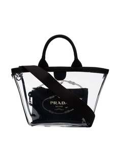 Prada black top handle PVC tote bag