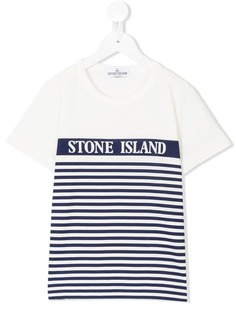 Stone Island Junior футболка в полоску с принтом логотипа