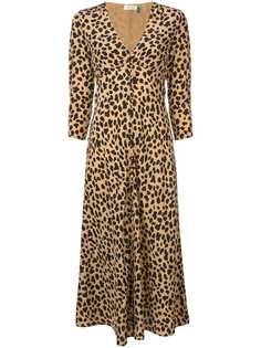 Rixo London леопардовое платье миди