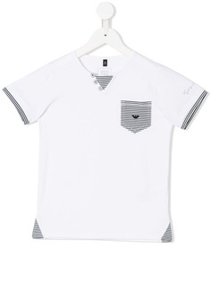 Emporio Armani Kids футболка с карманом в полоску