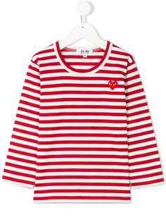 Comme Des Garçons Play Kids топ в бретонскую полоску с принтом сердца