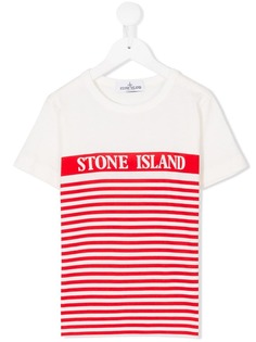 Stone Island Junior футболка с полосатым узором и принтом логотипа