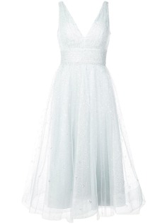 Marchesa Notte платье миди из тюля с блестками