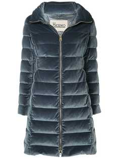 Herno бархатное пуховое пальто