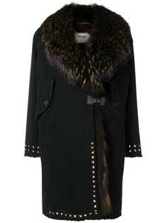 Bazar Deluxe пальто длины миди с меховой отделкой