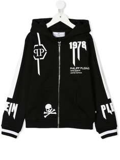 Philipp Plein Junior толстовка на молнии с капюшоном и логотипом