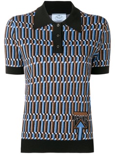 Prada трикотажная рубашка-поло с геометрическим узором