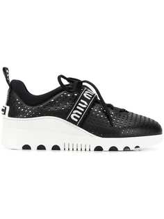 Miu Miu кроссовки с перфорированным логотипом