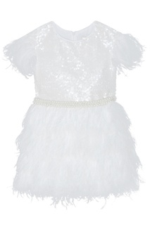 Белое платье с перьями и пайетками White Princess Balloon and Butterfly