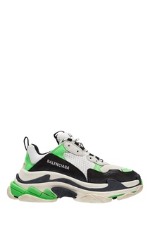 Черно-бело-зеленые кроссовки Triple S Balenciaga