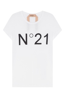 Белая футболка с шелковой аппликацией No21