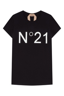Черная футболка с крупным логотипом No21