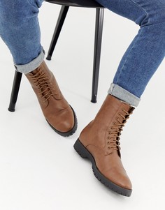 Светло-коричневые ботинки на шнуровке с подкладкой из искусственного меха Truffle Collection - Рыжий