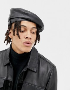 Черный берет из искусственной кожи ASOS DESIGN - Черный