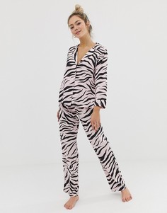 Пижамный комплект с зебровым принтом из 100% модала ASOS DESIGN - Розовый
