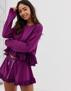 Фиолетовые бархатные пижамные шорты с оборками Hey Peachy - Фиолетовый