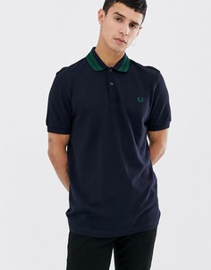 Темно-синяя футболка-поло с окантовкой Fred Perry - Темно-синий