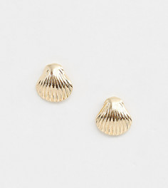 Золотистые серьги-гвоздики в форме ракушки DesignB London - Золотой