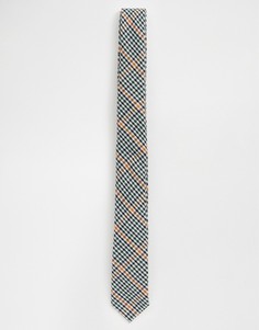 Узкий галстук в ломаную клетку горчичного цвета ASOS DESIGN - Мульти