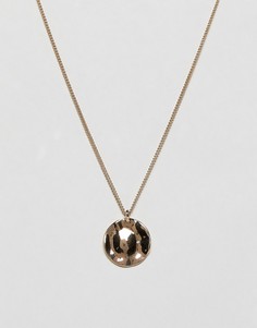 Ожерелье с круглой кованой подвеской Weekday - Золотой