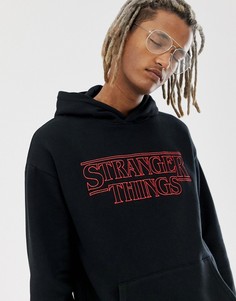 Худи черного цвета с логотипом Pull&Bear X Stranger Things - Черный