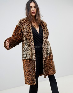 Пальто из искусственного меха с леопардовым принтом Blank NYC - Мульти