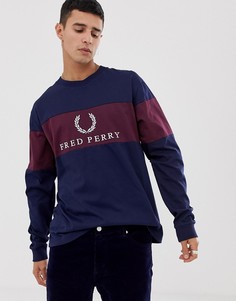 Темно-синий свитшот с контрастной вставкой Fred Perry Sports Authentic - Темно-синий