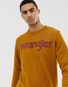 Золотисто-коричневый свитшот с круглым вырезом и логотипом Wrangler - Золотой