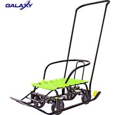 Санки GALAXY Snow Black Auto лимонные рейки на больших мягких колесах