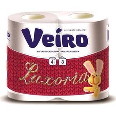 Туалетная бумага Veiro Luxoria белая 3 слоя 4 рулона