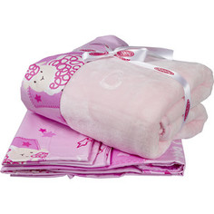 Комплект детского постельного белья Hobby home collection поплин с покрывалом LITTLE SHEEP, розовый, 100% Хлопок, Покрывало - 100% Полиэстер