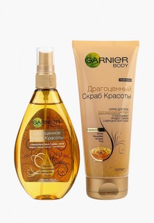 Набор для ухода за телом Garnier Подарочный Масло для тела, 150 мл + Скраб для тела, 200 мл, перчатка для скраба в подарок