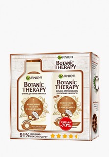 Набор для ухода за волосами Garnier Botanic Therapy "Кокосовое молоко и Макадамия": Шампунь 250мл + Бальзам 200мл со скидкой
