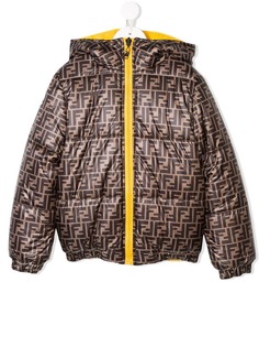 Fendi Kids двухстороннее пальто-пуховик с логотипом