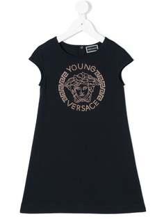 Young Versace платье с логотипом с заклепками
