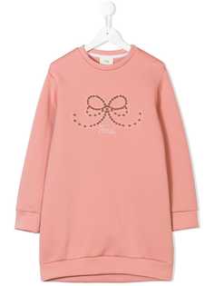 Fendi Kids платье-свитер с логотипом из заклепками