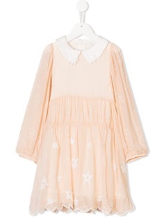 Chloé Kids расклешенное платье с вышивкой звезд