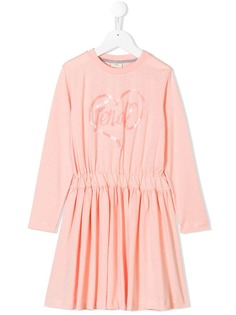 Fendi Kids платье с логотипом бренда из пайеток