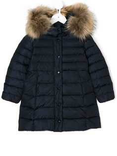 Moncler Kids пуховик с капюшоном с меховой отделкой