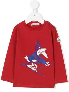 Moncler Kids футболка с принтом птицы на лыжах