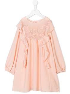 Chloé Kids расклешенное платье с длинными рукавами