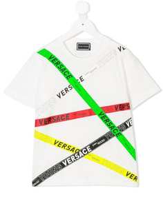 Young Versace футболка с принтом полосок с логотипом
