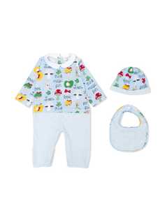 Fendi Kids printed babygrow, bib and beanie